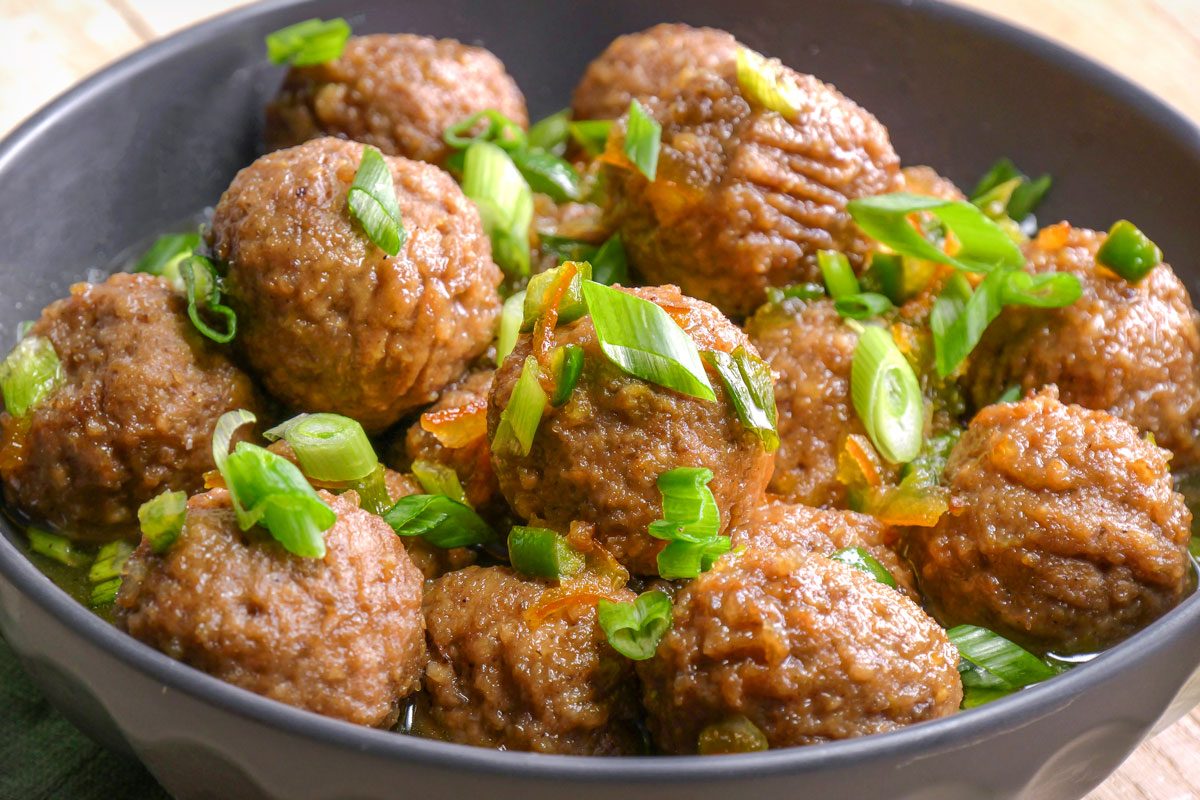 Close up shot of Orange Marmalade Meatballs