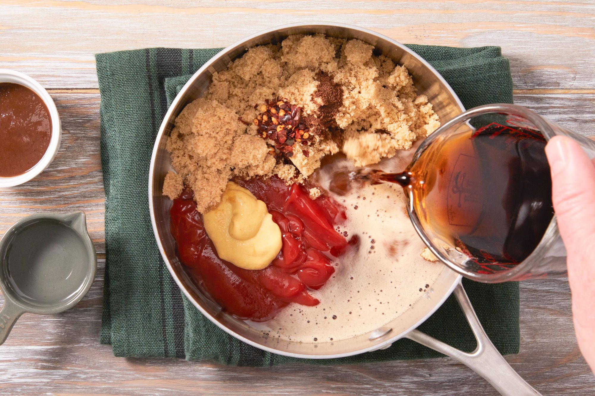In a large saucepan, combine the ingredients for glaze