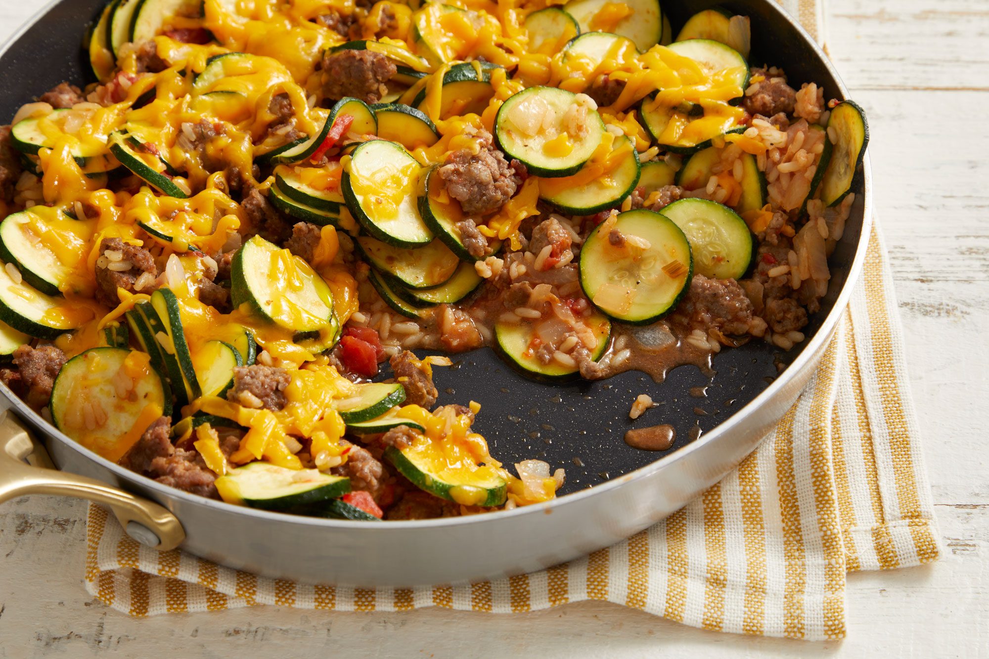 3/4 shot of Zucchini & Sausage Stovetop Casserole