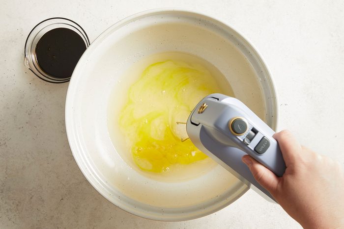 Beating eggs in a bowl