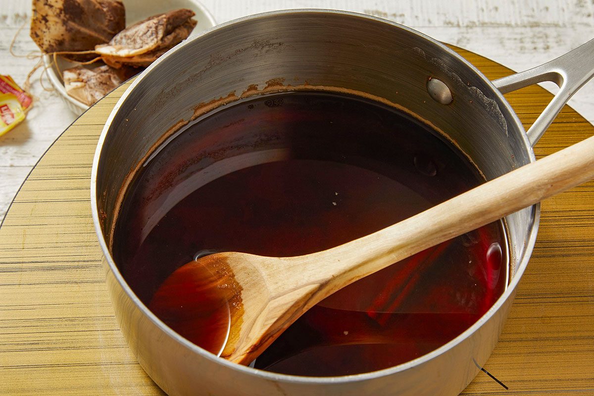 Liquid being heated in a saucepan