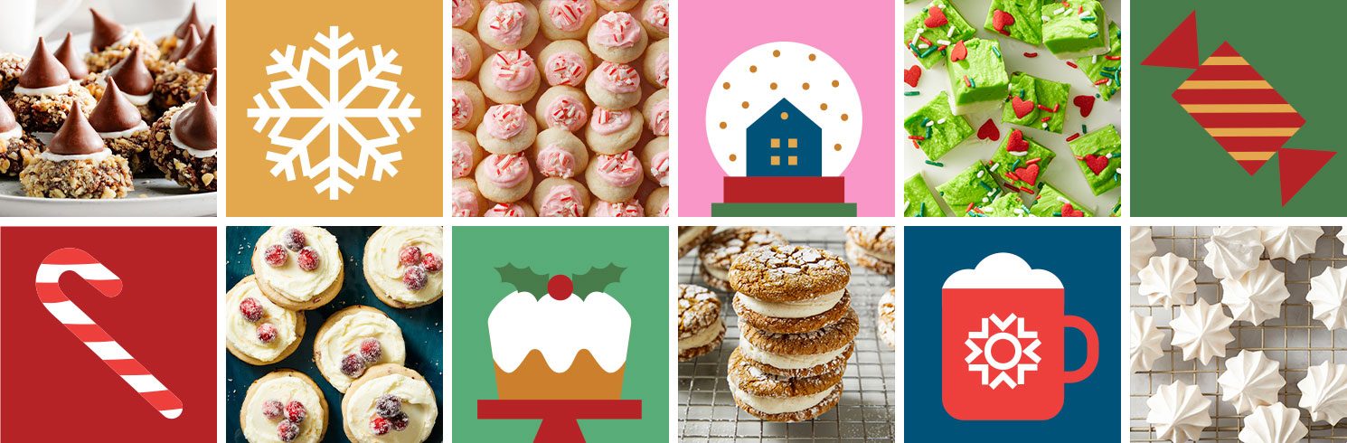 Taste of Home cookies grid with holiday illustrations