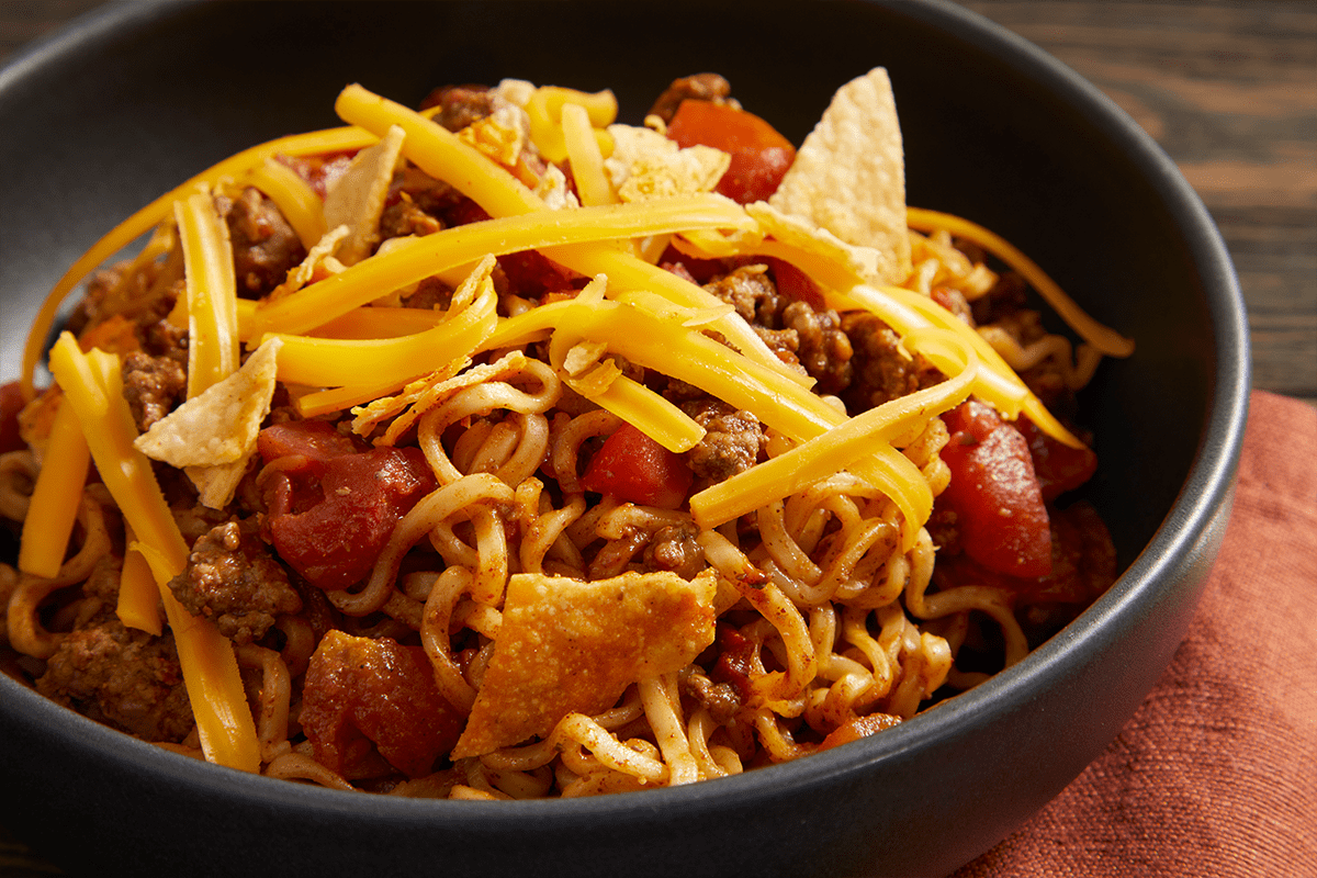 Taco Ramen Noodles with chips