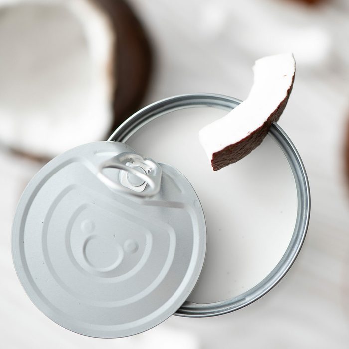 coconut milk in an open can