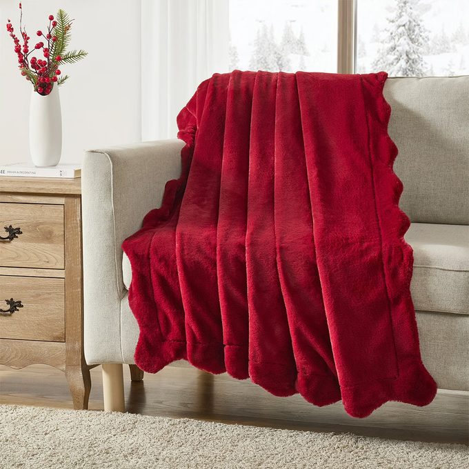 Texas House Christmas Collection Walmart Red Scallop Throw