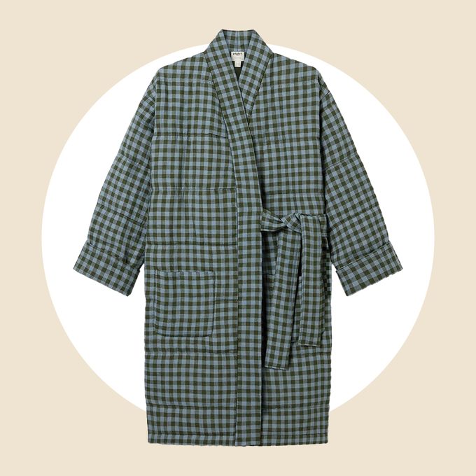Gingham Linen Blend Housecoat Via Us.pigletinbed.com 1