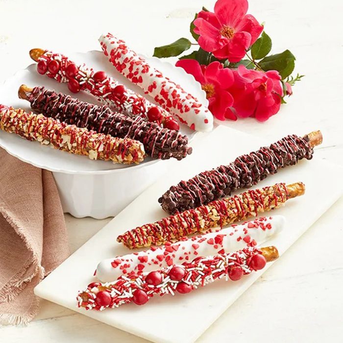 Valentine’s Day Gourmet Pretzel Rods Via 1800baskets.com