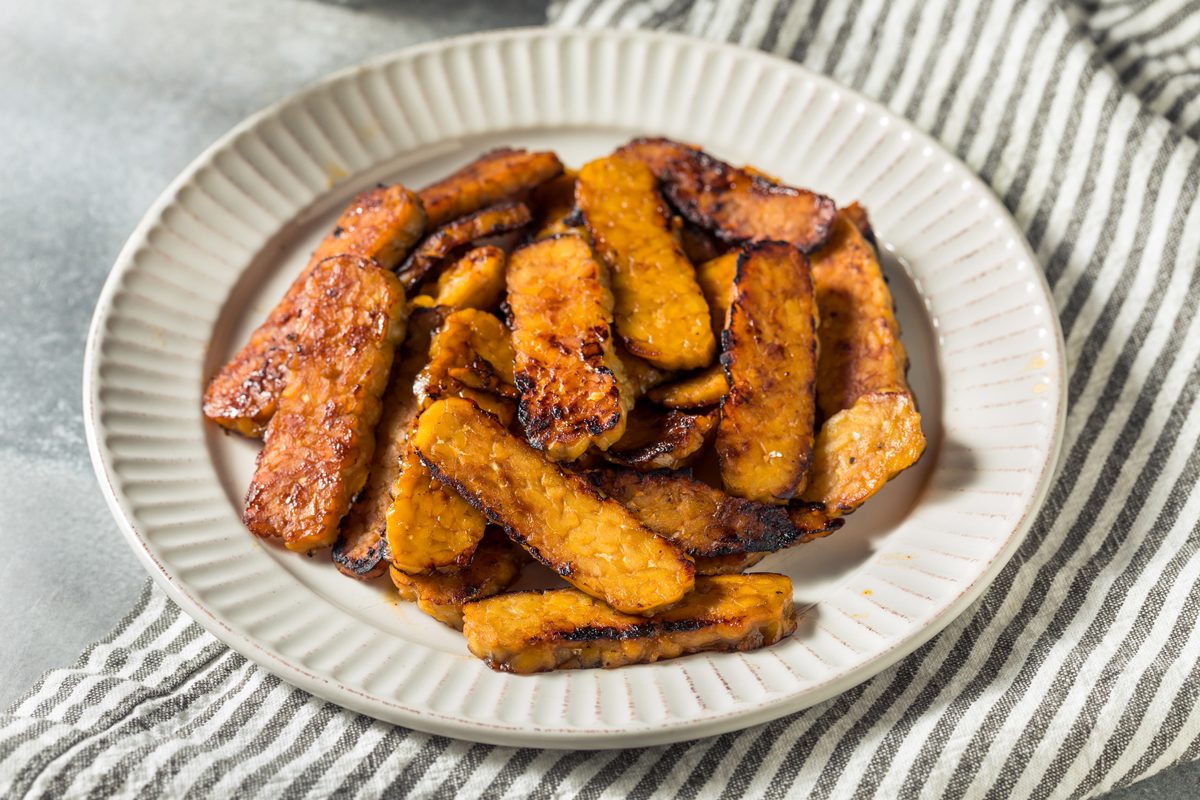 tempeh bacon on a plate