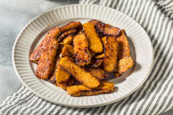 tempeh bacon on a plate