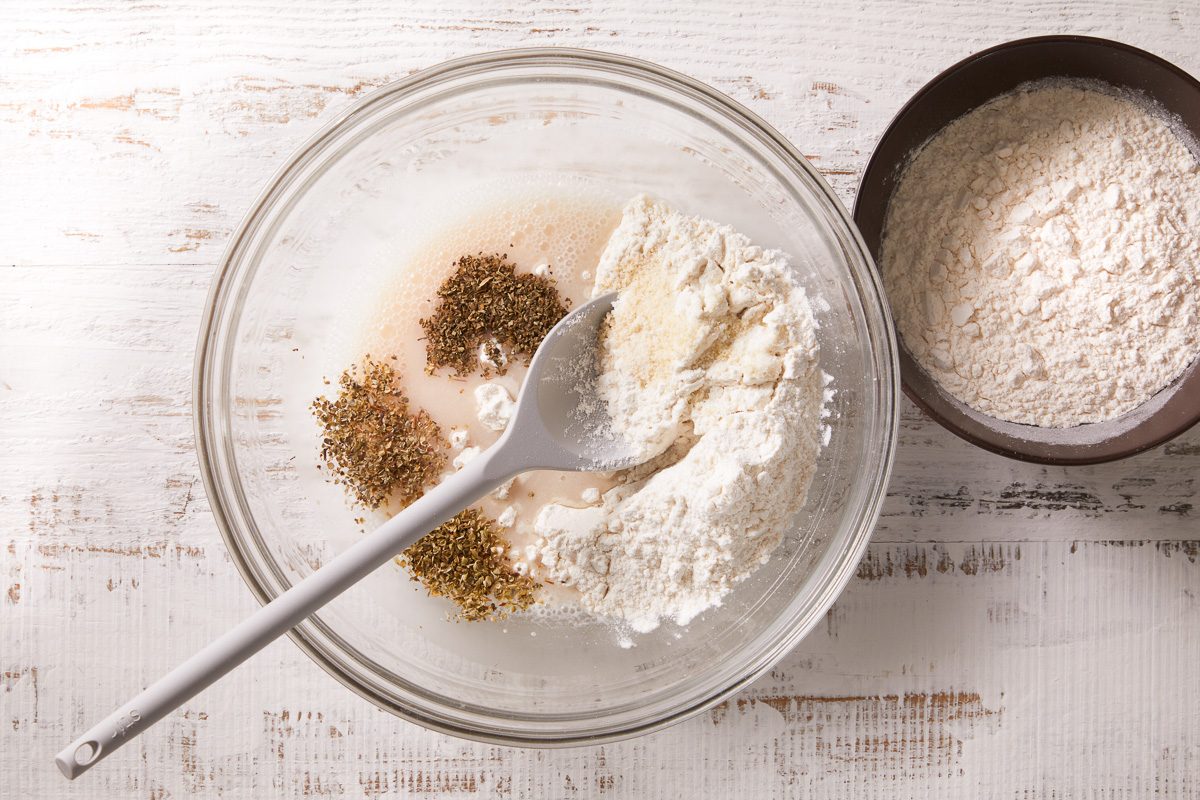 flour, oil and seasonings in a large bowl